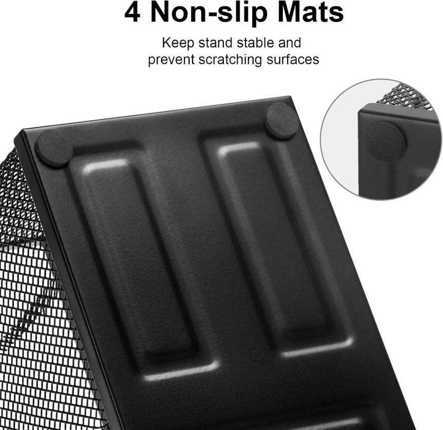 Comix Mesh Pen Pencil Holder Desk Organizer, 3 Compartment Wire Desktop Pen Pencil Cup Caddy Office Supplies Accessories for Home Office School, Black(2 Pack) - Image 5
