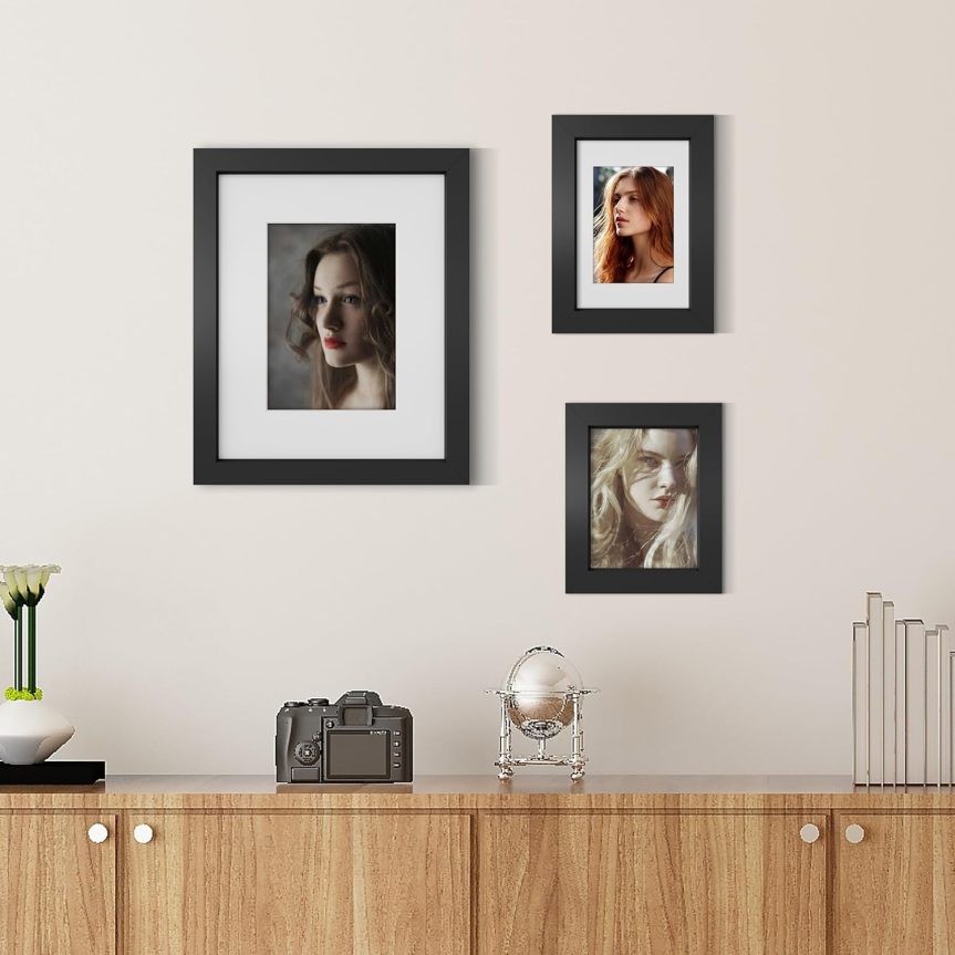 Picrit 8x10 Picture Frame Set of 12, Display 5x7 with Mat or 8x10 without Mat, Photo Frames for Wall Mounting or Table Top Display, Black. - Image 7